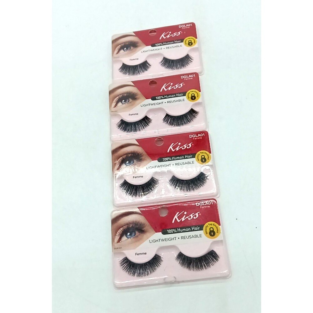 KISS Eyelashes 100% Human Hair Lightweight & Reusable DGLA01 Femme 4 Pack New